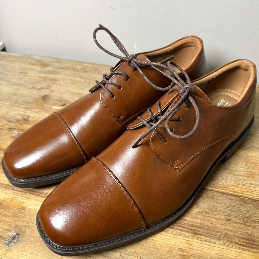 APT 9 Mens 11.5 M Brown Cap Toe Oxford Derby Dress Shoes Lace Up Formal NWT